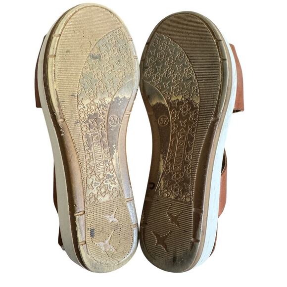 Pikolinos Women’s Mykonos Wedge Sandals Brandy Leather Size 37/ US 6.5-7 - Picture 7 of 10